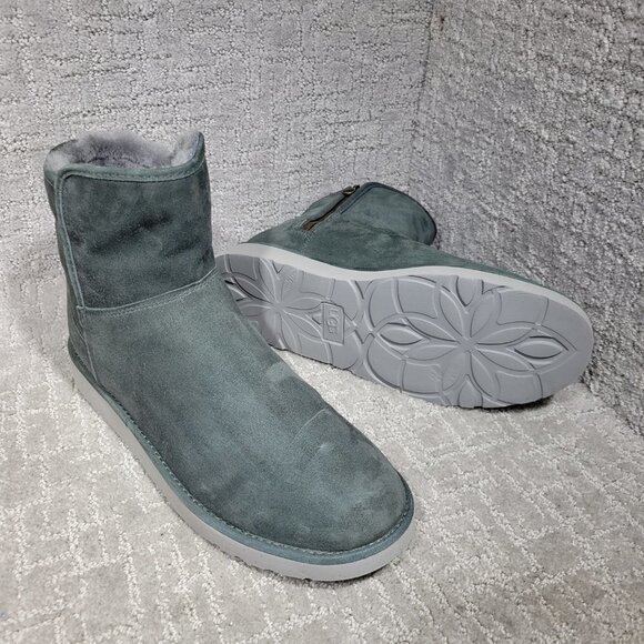 UGG Abree Women's Size 12 US Green Suede Leather Side Zip Mini Boots 1016548 - Picture 11 of 11